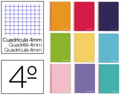 Cuaderno espiral Liderpapel Witty 4º tapa dura 80h 75g c/4mm. colores surtidos